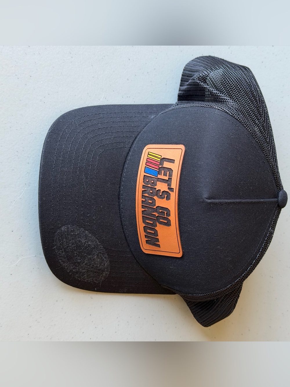 LETS GO BRANDON Black Mesh Trucker Hat Like New NWOT